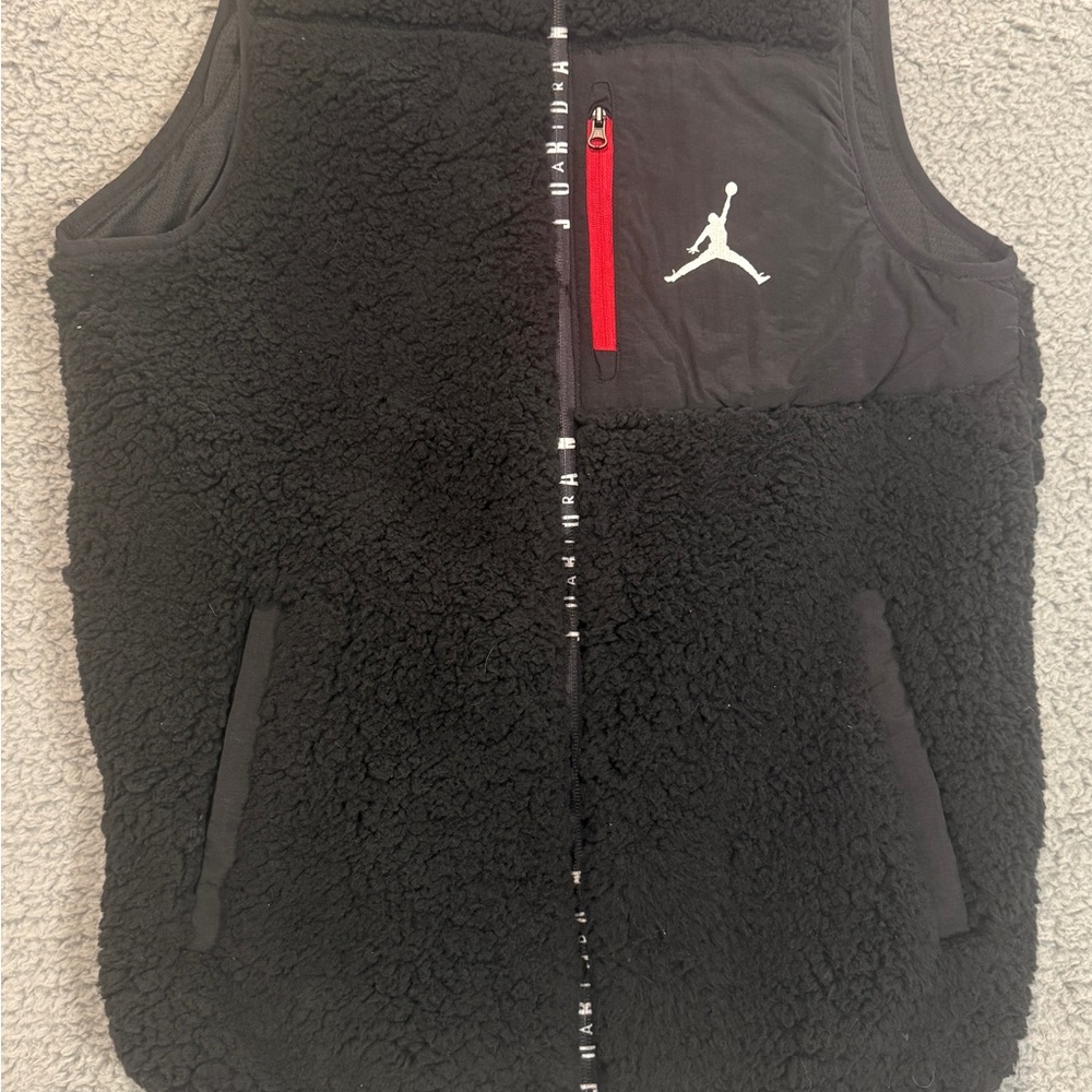 Jordan Black Fleece Vest with Red Logo